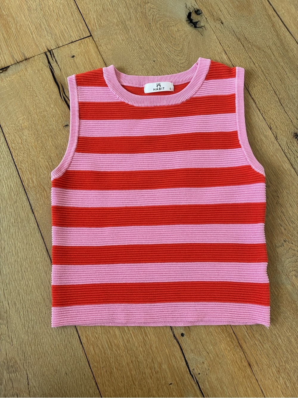 Habit Women’s Pink & Orange Striped Knit Tank Top Size Small